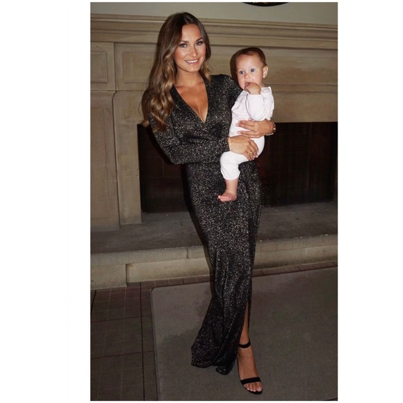 ✨ Diane Von Furstenberg Evelyn Maxi Dress In Black & Gold Metallic✨ - Picture 3 of 16